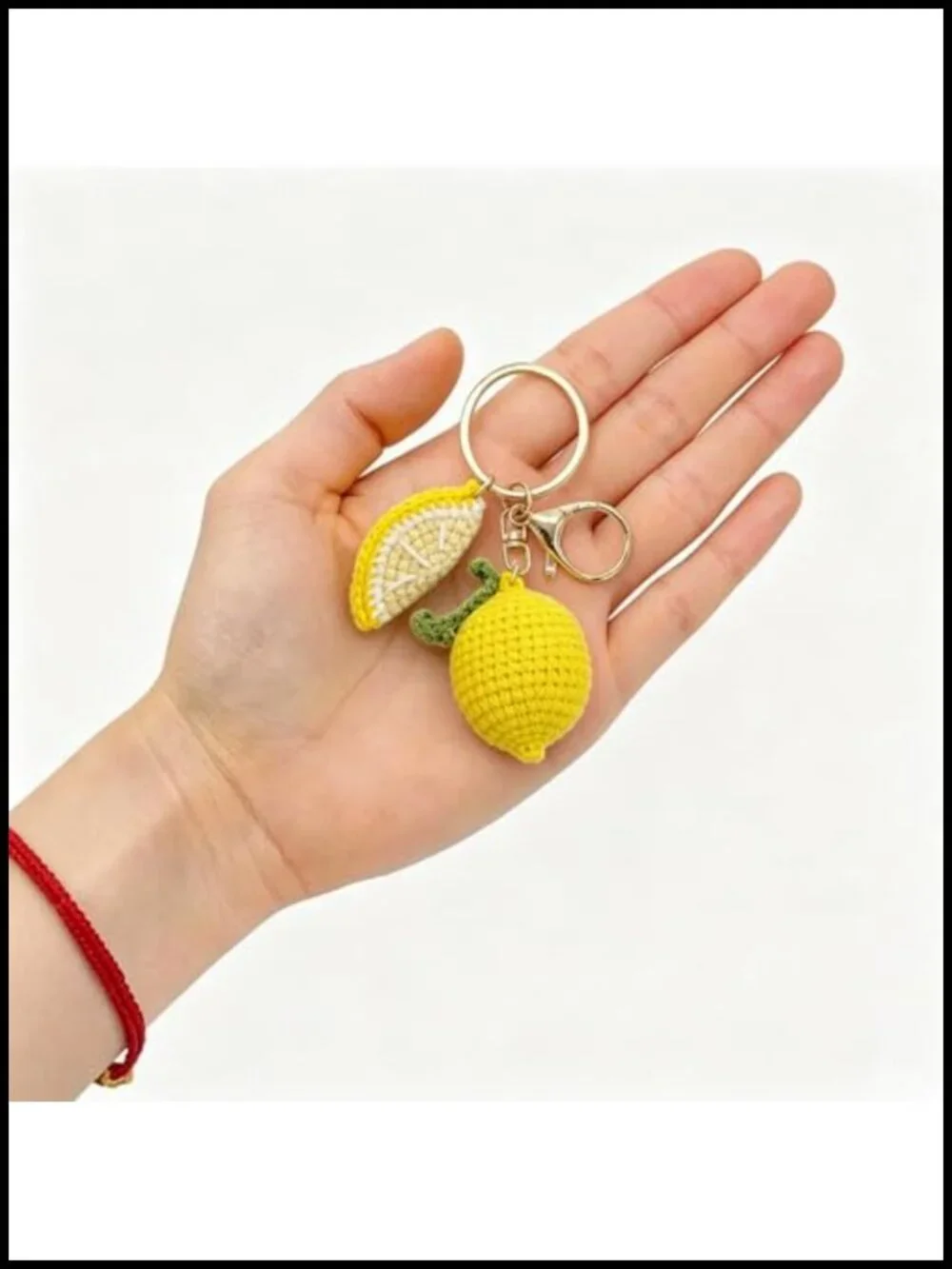 Handmade Crochet Lemon Fruit Keychain Backpack Purse Charm Gift for Women